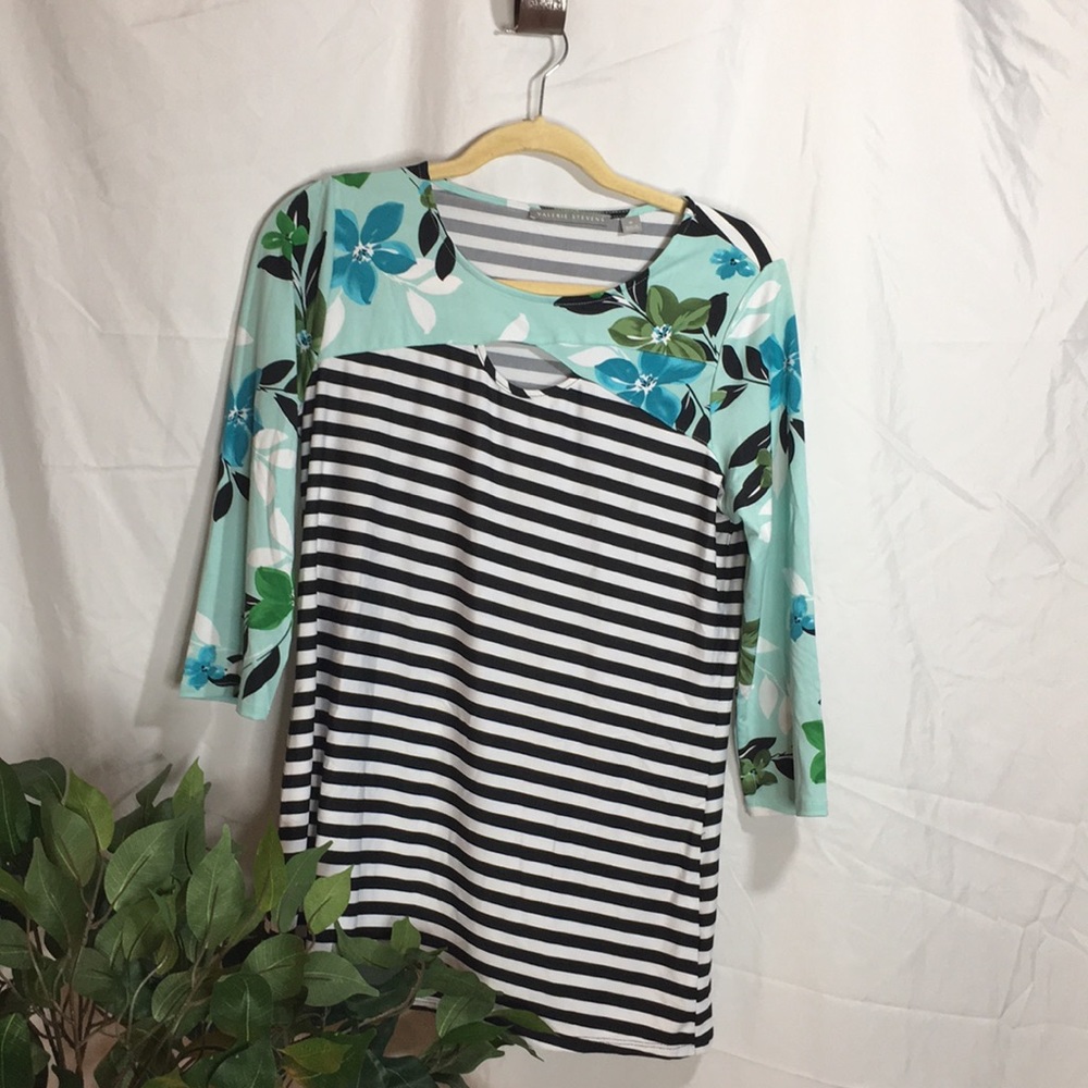Striped Top with Floral Detail